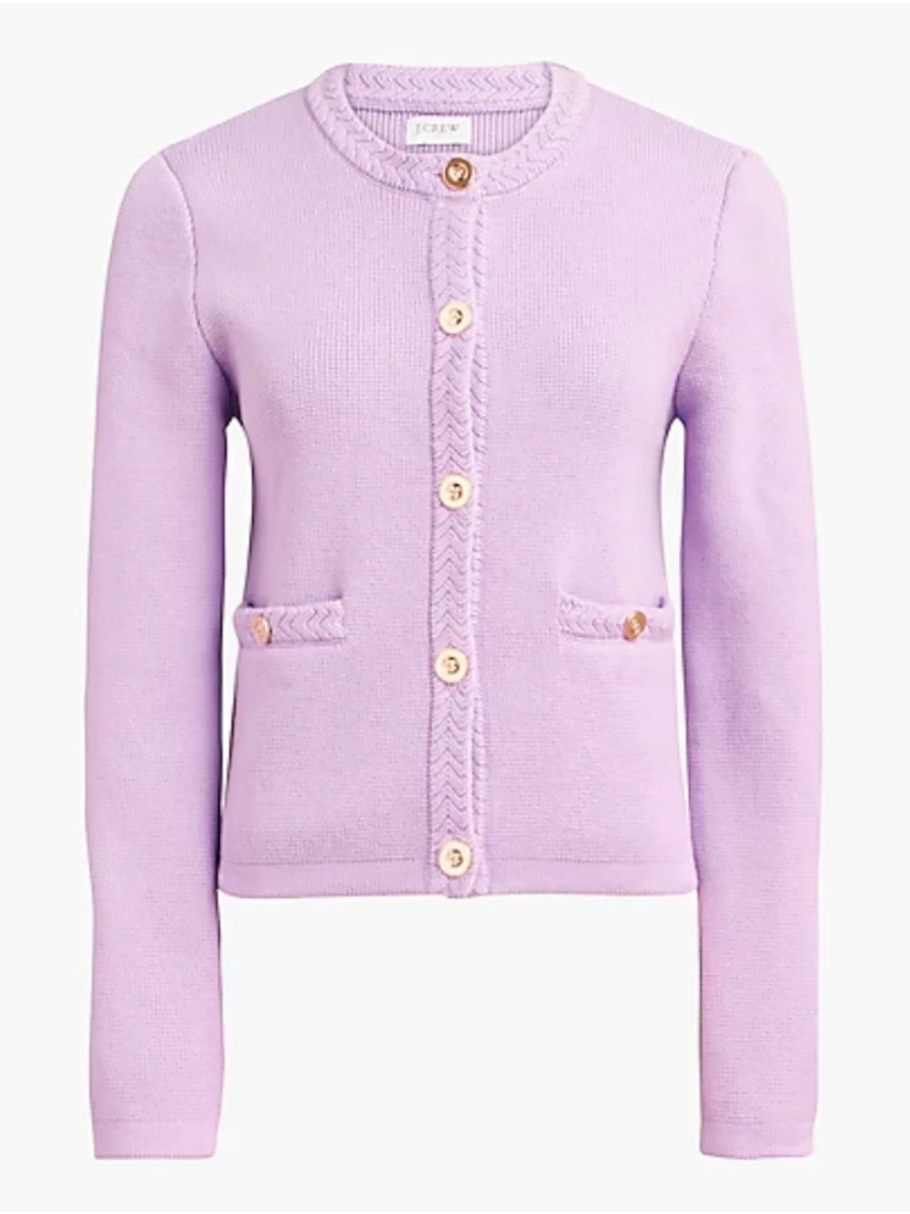 J.Crew Lavender Lilac Knit Button Front Lady Jacket Cardigan Summery XXL Cotton